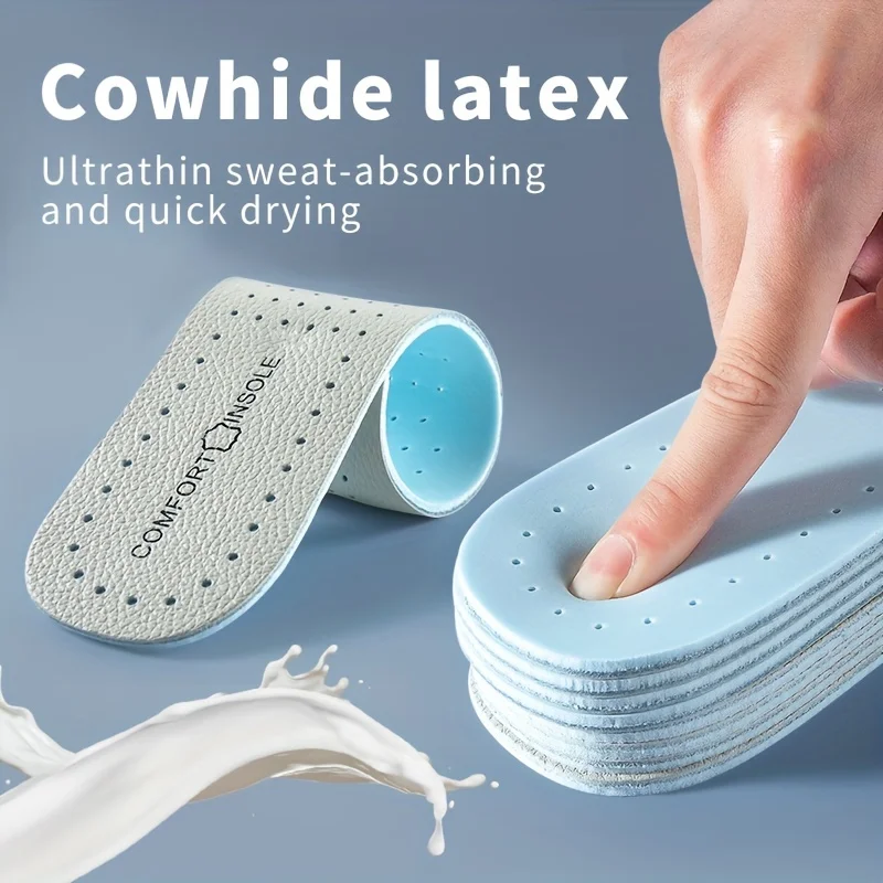Leather Insole Thickened Latex Shoes Pads Soft Breathable Summer Sports Shock Absorbing Deodorization Inserts