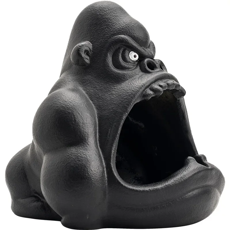 Gorilla Ceramic Ashtray Animal Orangutan Anti-ash Car Large Capacity Ashtray home decor Office Decoration Gift for Boyfriend