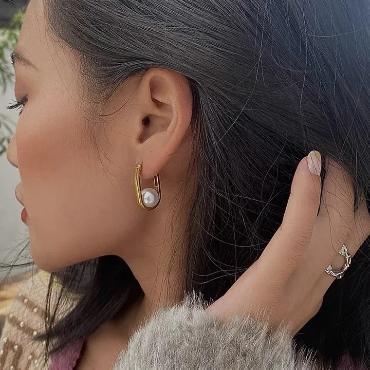 Pendientes redondos de latón con perlas para mujer, joyería de alta calidad, tendencia, marca de diseñador de moda