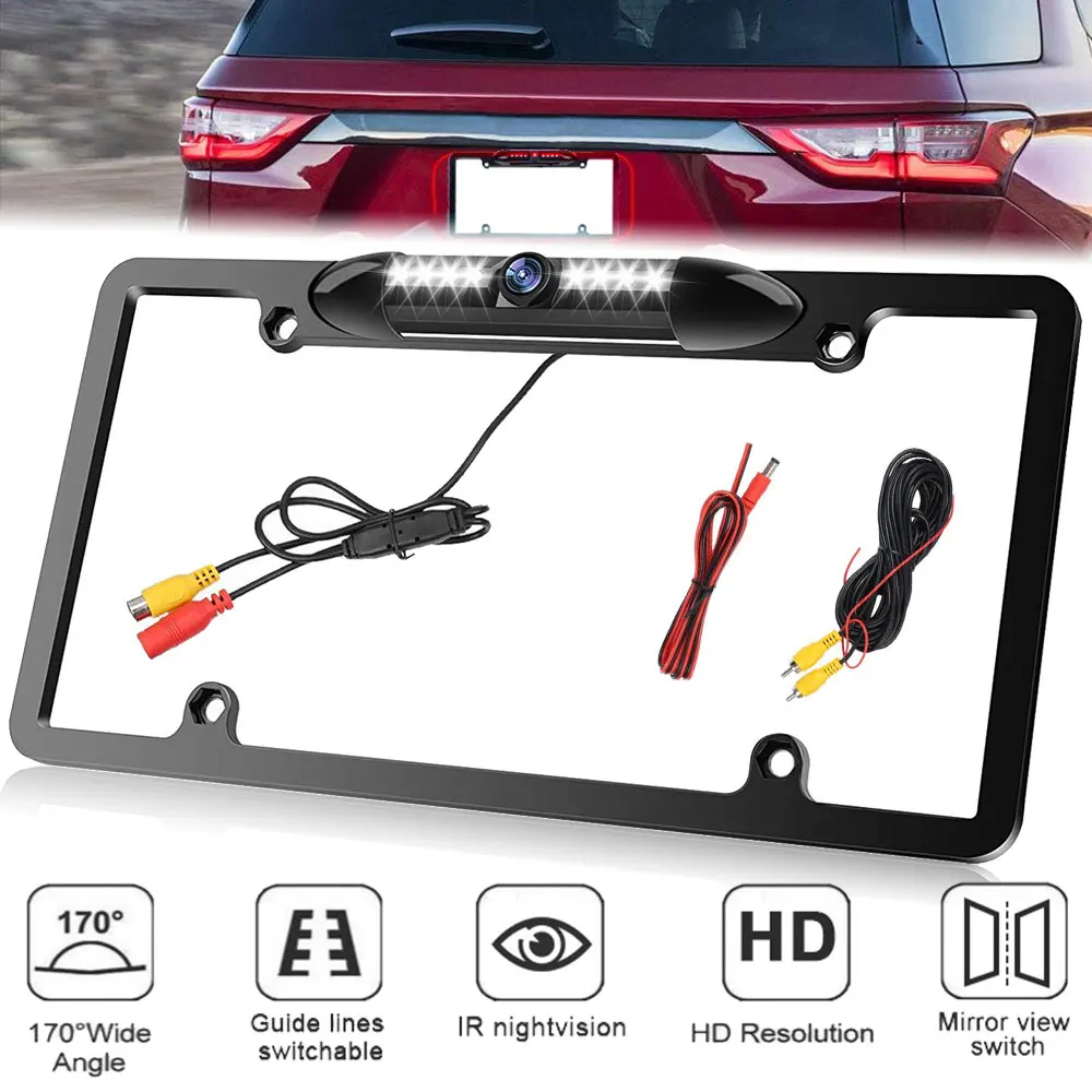 

Американский номерной знак, черная рамка, автомобильная камера, HD, инфракрасное ночное видение, красивая рамка, камера заднего вида, камера заднего вида