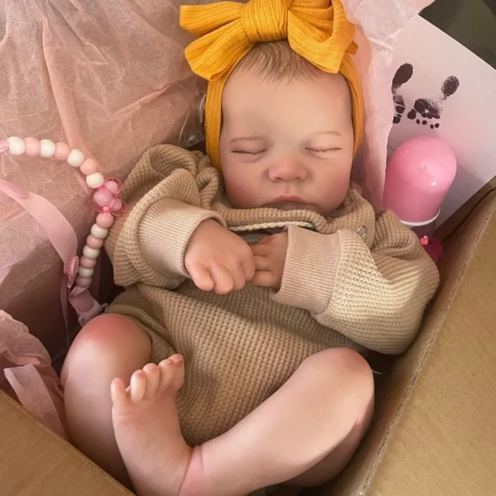 18inch Reborn Baby Doll Levi Already Painted Finished Newborn Sleeping Baby Size 3D Skin Visible Veins Collectible Art Dolls Toy