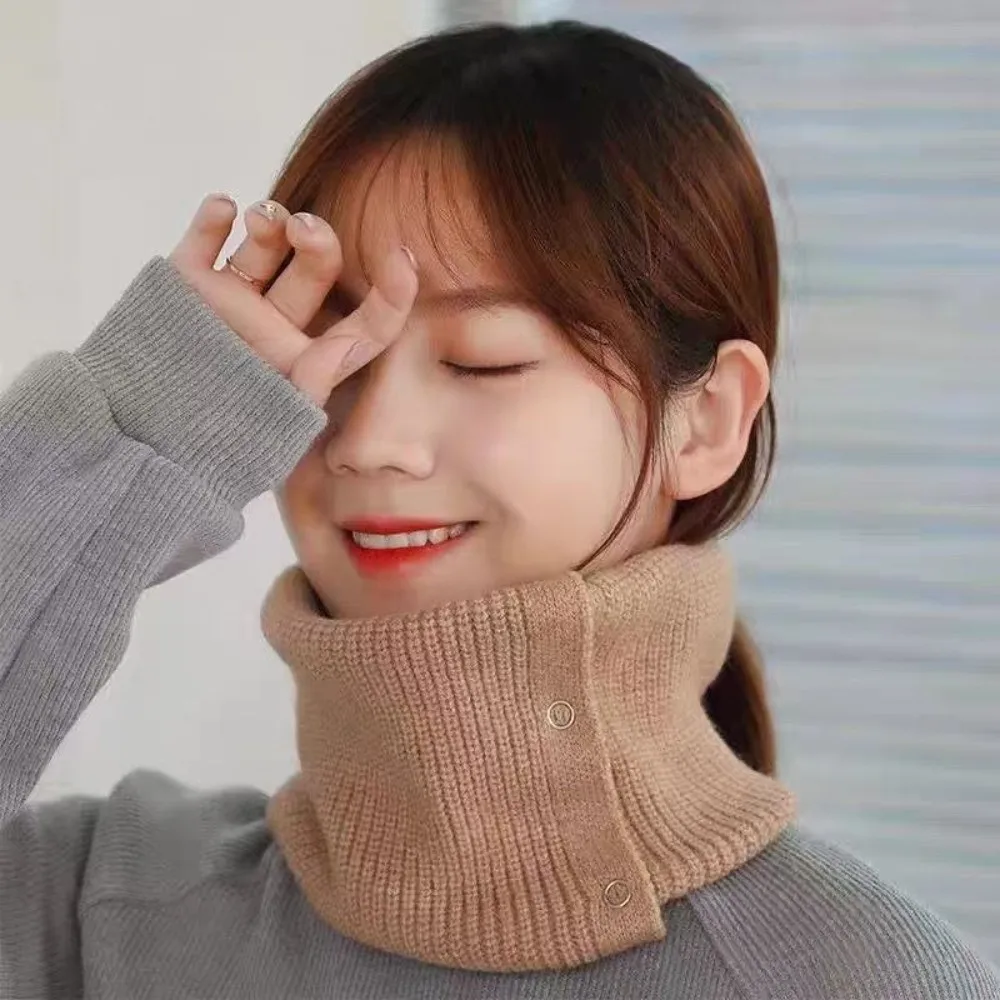 

New Windproof Neck Warmer Coldproof Versatile Knitted Scarf Warm Solid Color Neckerchief Gift