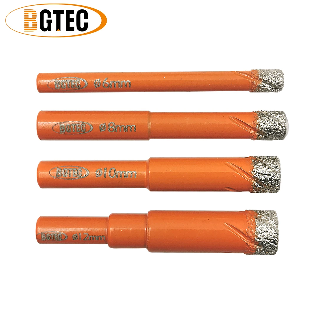 BGTEC 4 قطعة/المجموعة جولة عرقوب الماس الحفر الجاف بت الجرانيت بلاط رخامي فراغ صنع من النحاس الحفر الأساسية بت هول المنشار Dia6/8/10/12 مللي متر