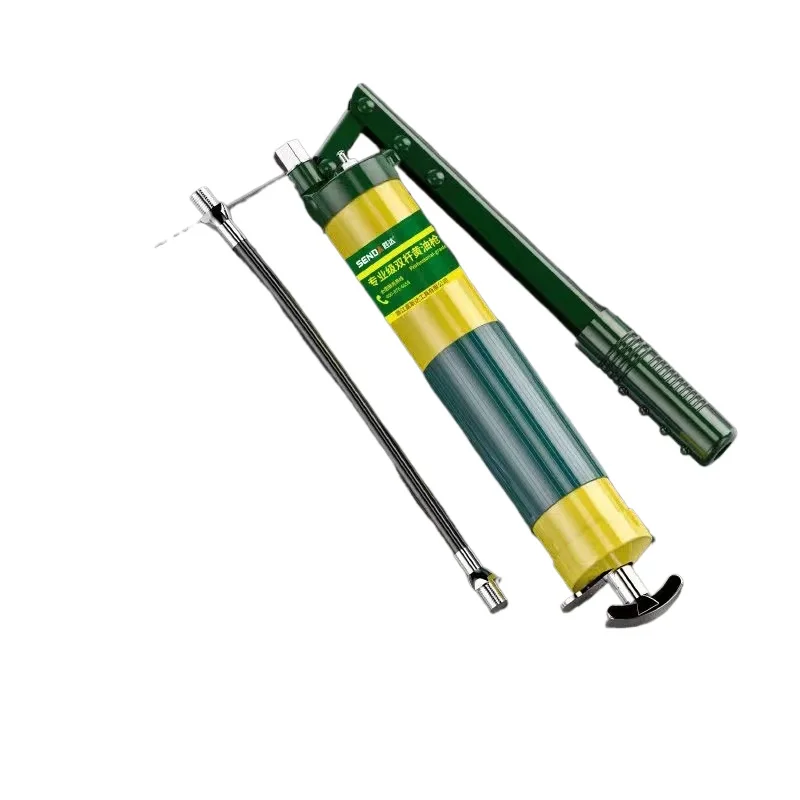 

Ручной пистолет для масла с двойным стержнем, противоскользящая ручка, пистолет для впрыска масла стержня под давлением, двойной цилиндр