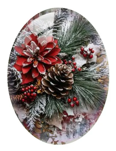 10 قطعة/الوحدة عيد الميلاد X-mas كوز الصنوبر زهرة باقة الصنوبر ورقة البيضاوي صور الزجاج كابوشون فلاتباك التجريبي النقش Diy بها بنفسك صنع المجوهرات