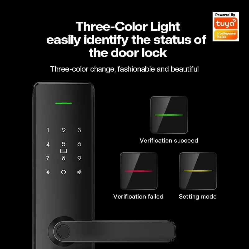 Electronic Smart Indoor Wooden Door Fingerprint Household Bedroom Room Tuya Lock Office Remote Password Door Lock