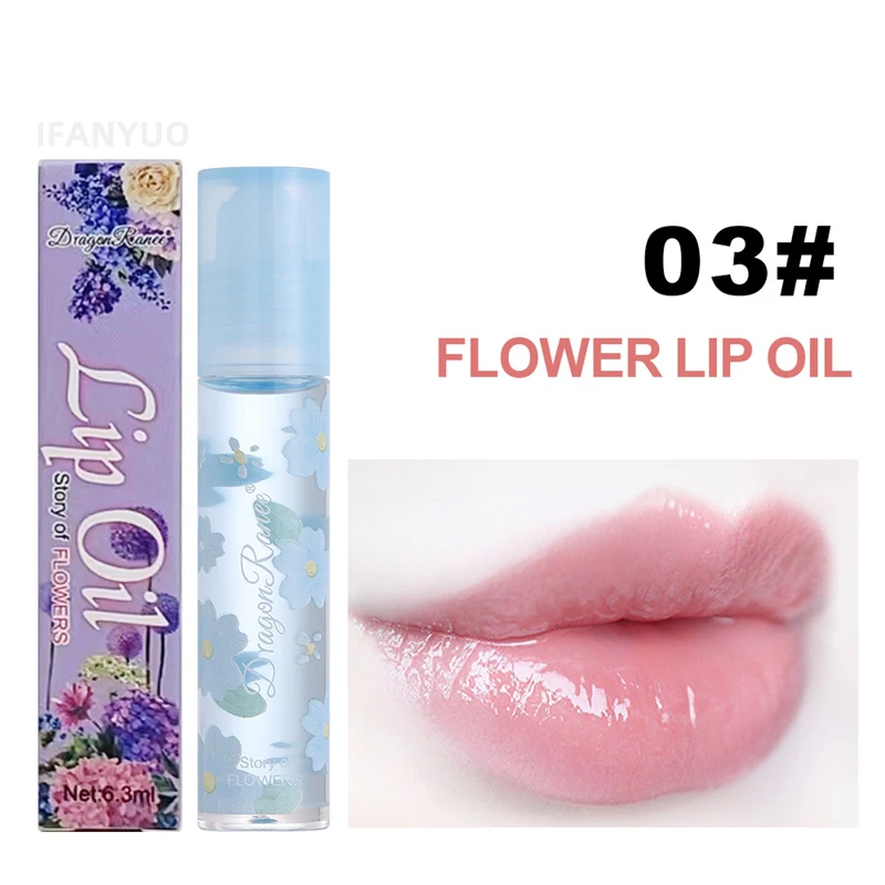 Flower Roll-on Lip Balm Fresh Peach Lipgloss Moisturizing Transparent Lip Oil Long Lasting Hydrating Lip Gloss Lip Care Makeup