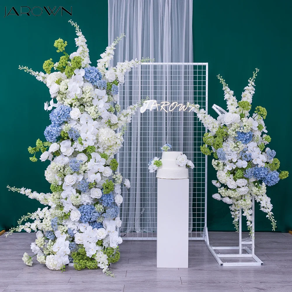 

Luxury Green White Blue Articial Rose Hydrangea Flowers Wedding Decoration Long Flower Runner Floral Backdrp Arrangement Decor