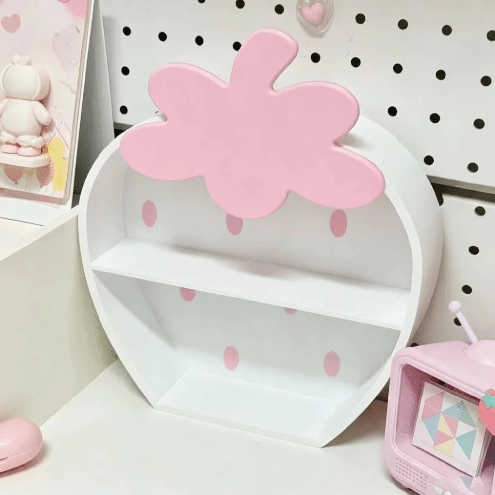 Strawberry Shaped Strawberry Display Shelf Tiered Structure Freestanding Figurine Display Stand Pink And White
