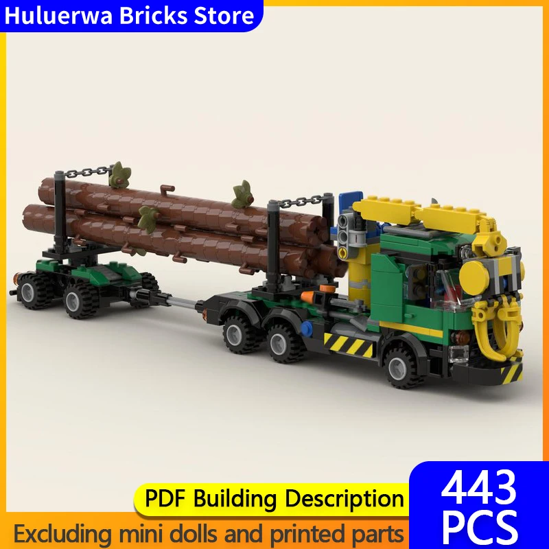 

Speed Hypercar Model MOC Building Bricks Logging Truck With Pole Trailer Modular Technology Gifts Holiday Assemble Children Toys