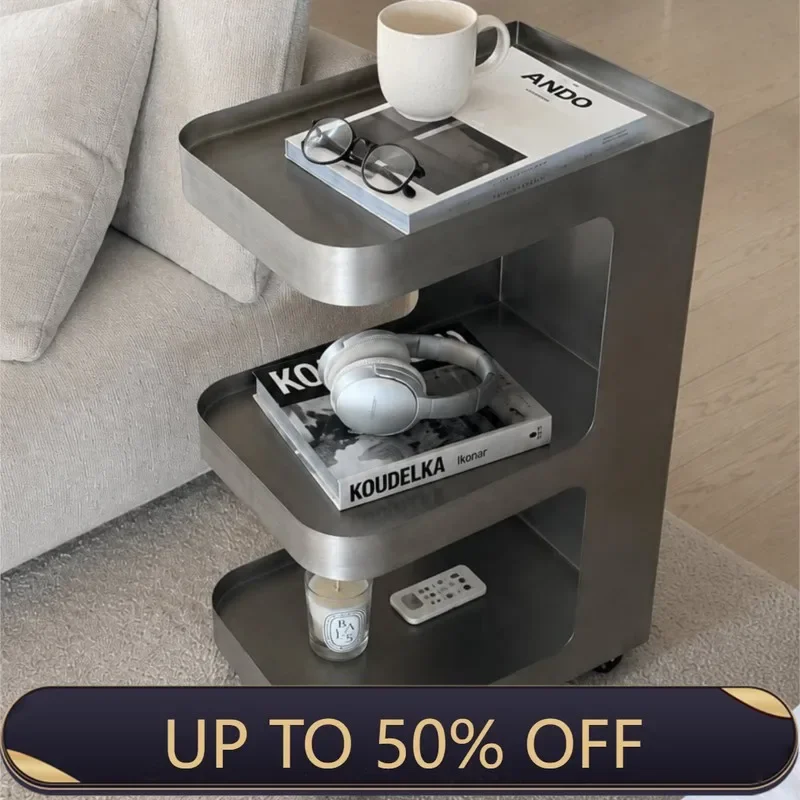 MOMO Wrought Iron Corner Table Living Room Second Floor Cart Sofa Metal Mobile Side Table Bedroom Bauhaus Bedside Table