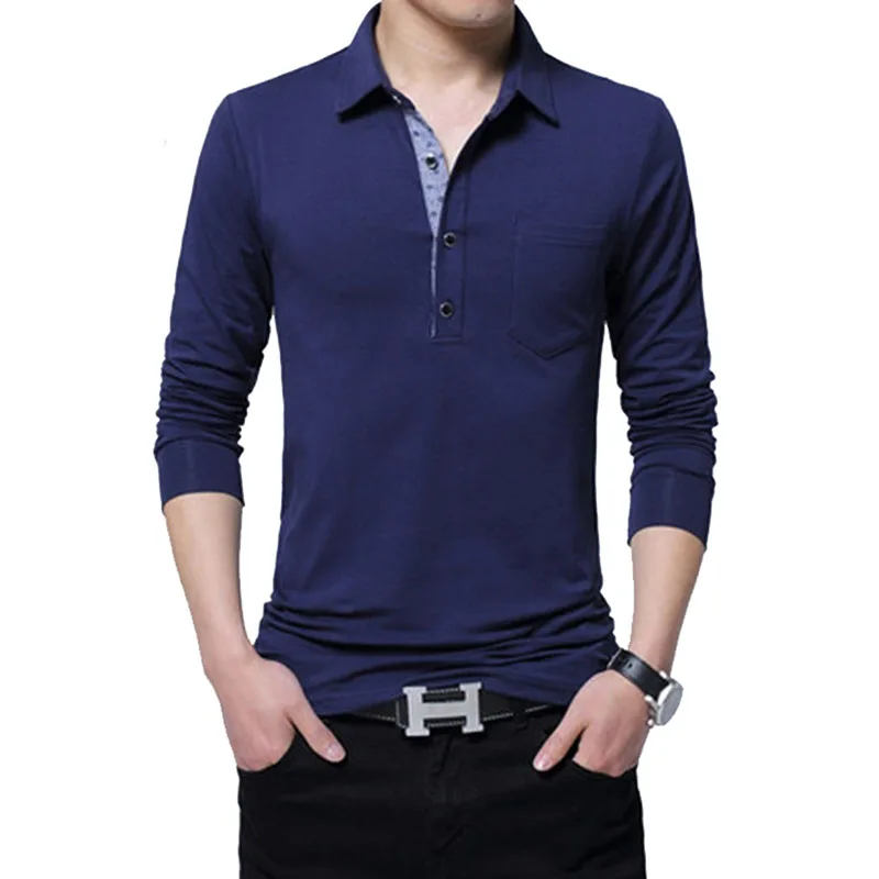 Oversized Men Polo Shirts Male Long Sleeve Solid  Pure Cotton Casual Shirt Men's Clothing Trucking Shirt Polos Homme 5XL A1F1189