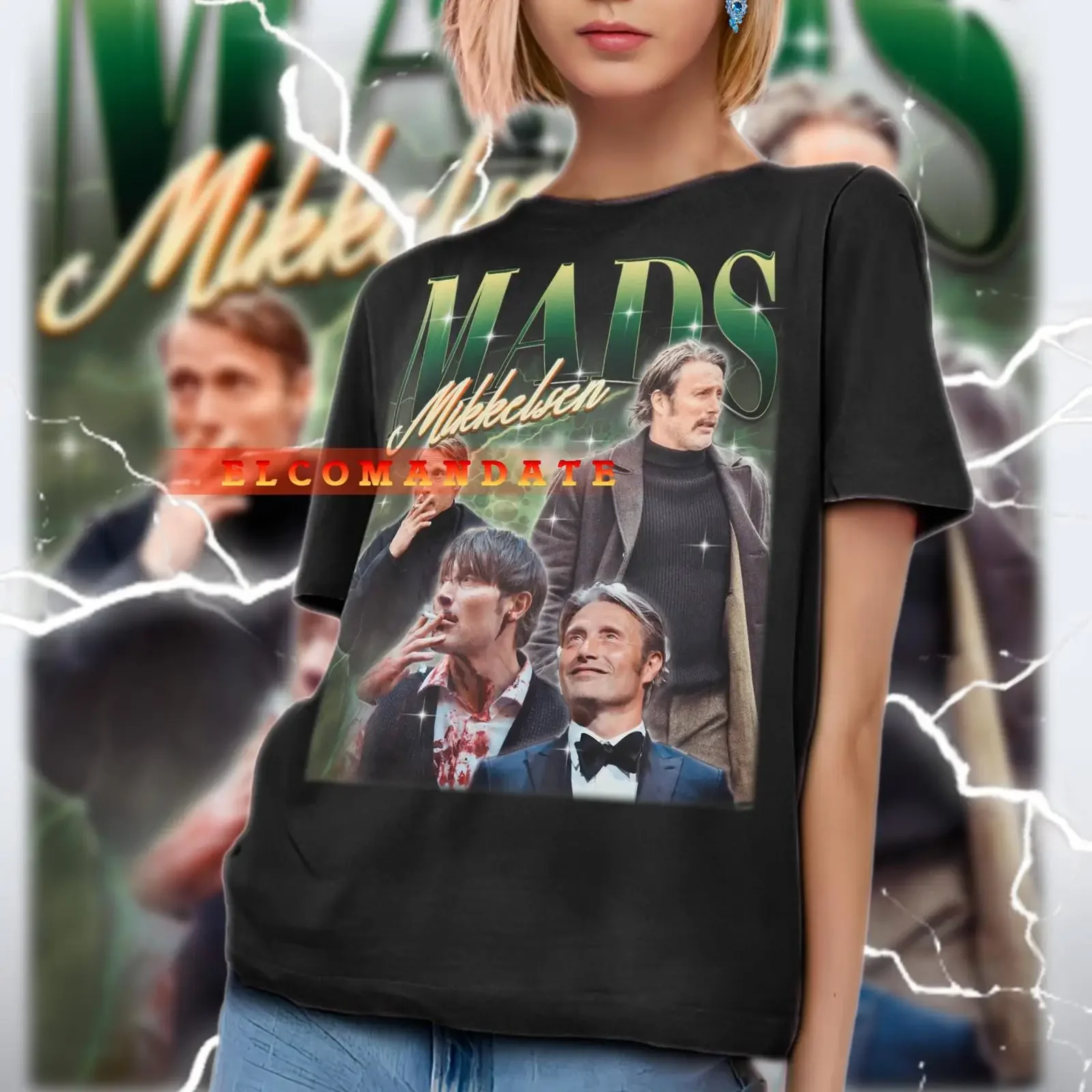 MADS MIKKELSEN T Shirt Vintage Retro 90s Bootleg vintage Washed Soft Casual Unisex Breathable streetwear graphic Slightly