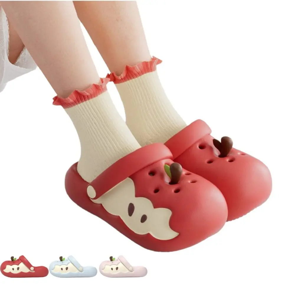 Adorable EVA Apple Slippers Anti Slip Waterproof Apple Sandals Closed Toe Soft Bottom Indoor Outdoor Sandals Spring Summer
