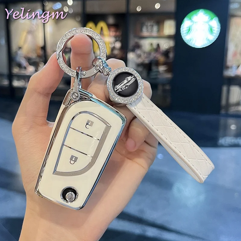 2/3-Tasten Weiche TPU Autoschlüssel-Schutzhülle, Schlüsselgehäuse für Toyota Aygo Yaris Highlander Camry RAV4 Schlüsselanhänger