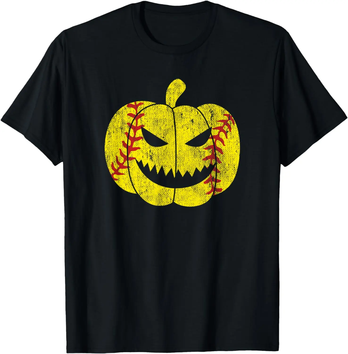 

Softball Player Scary Pumpkin Vintage Costume Halloween T-Shirt