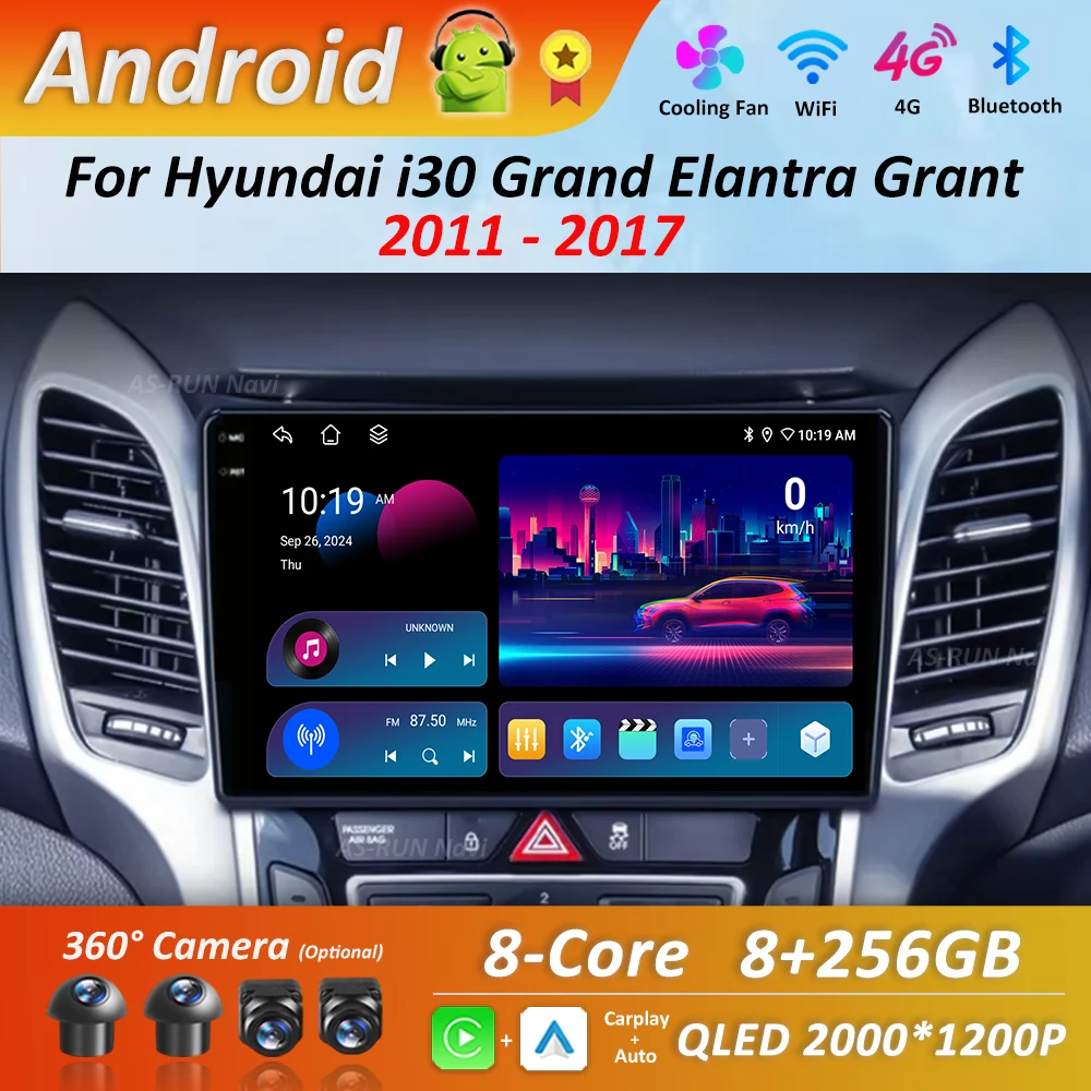 

Android 14 для Hyundai i30 Grand Elantra Grant 2011-2017 GPS Navi BT Автомобильный радиоприемник Видео Мультимедийный плеер WiFi 4G DSP Стерео