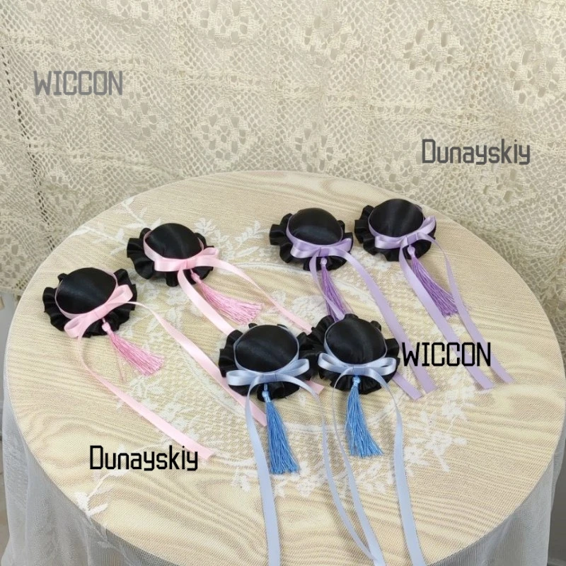 كعكة شعر لوليتا على الطراز الصيني كعكة مزدوجة كاواي مع ديكور زهور إكسسوار هاراجوكو بادي اللطيف هدية عيد الحب للهالوين