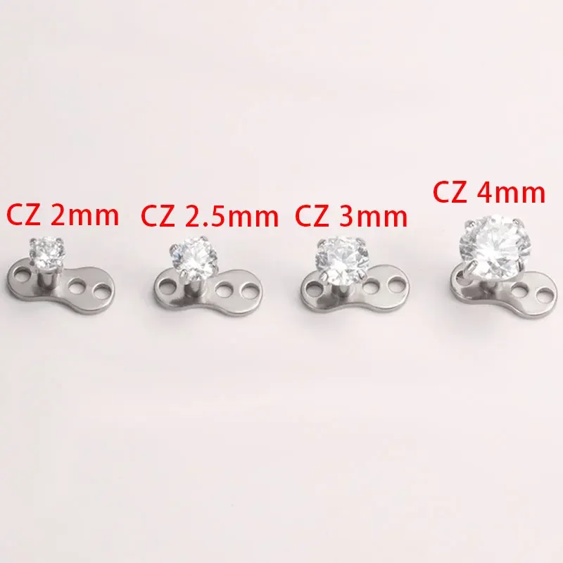 ASTM F136 Titanium Dermal Anchor Piercing 16G Microdermal Piercing Skin Diver Dermal Piercing Inlaid with 5A CZ Body Jewelry