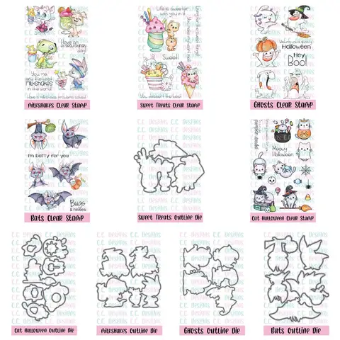 Bats Halloween Animals Clear Stamp and Metal Cutting Dies for Scrapbook Paper Card Decoration Photo Album Template Handmades