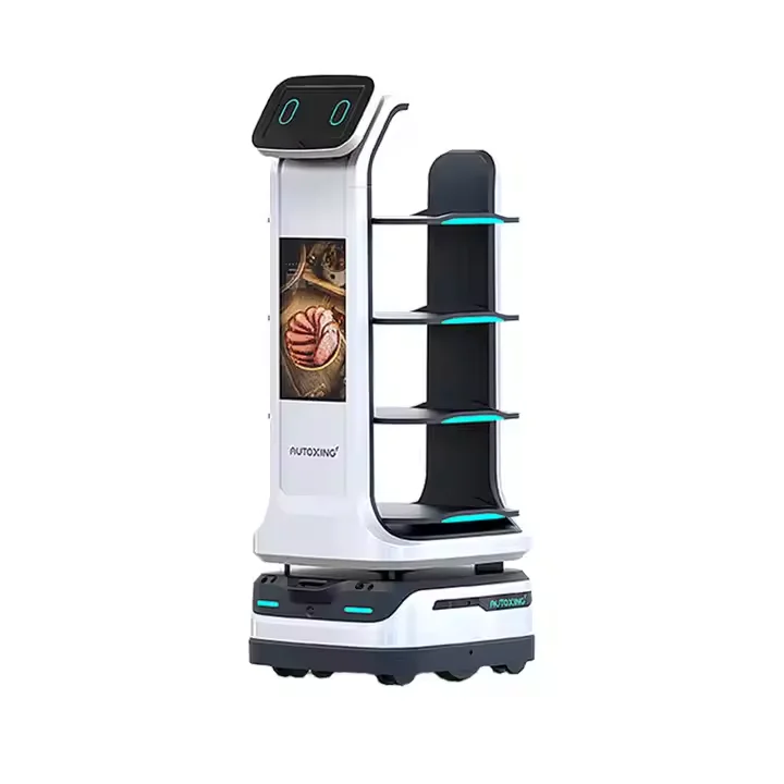 -For New Arrival Restaurant Robot Auto Charging Laser Waiter Service Food Delivery Robot 15.6 Advertising Screen 40kg Payload&
