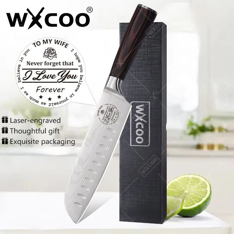 

WXCOO профессиональный нож для нарезки лазерный дамасский узор острые ломтики мяса шеф-повара кухонные утилита кухонные ножи праздничный подарок