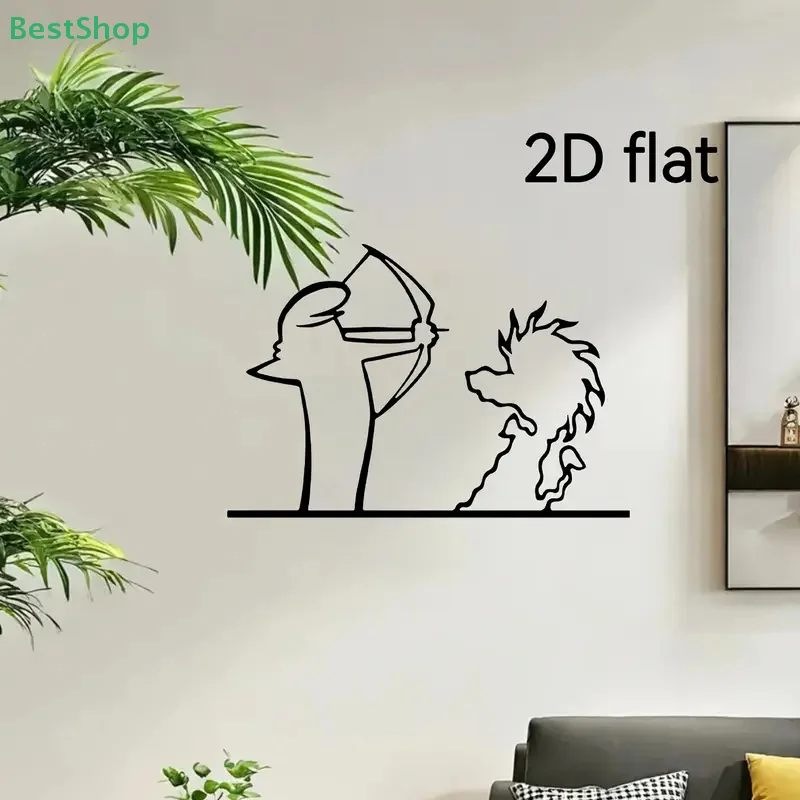 2D Flat Linear Figure Wall Decor For Home,Abstract Line Art,Iron Door Corner Decoration, Cute Line Figure Stickers