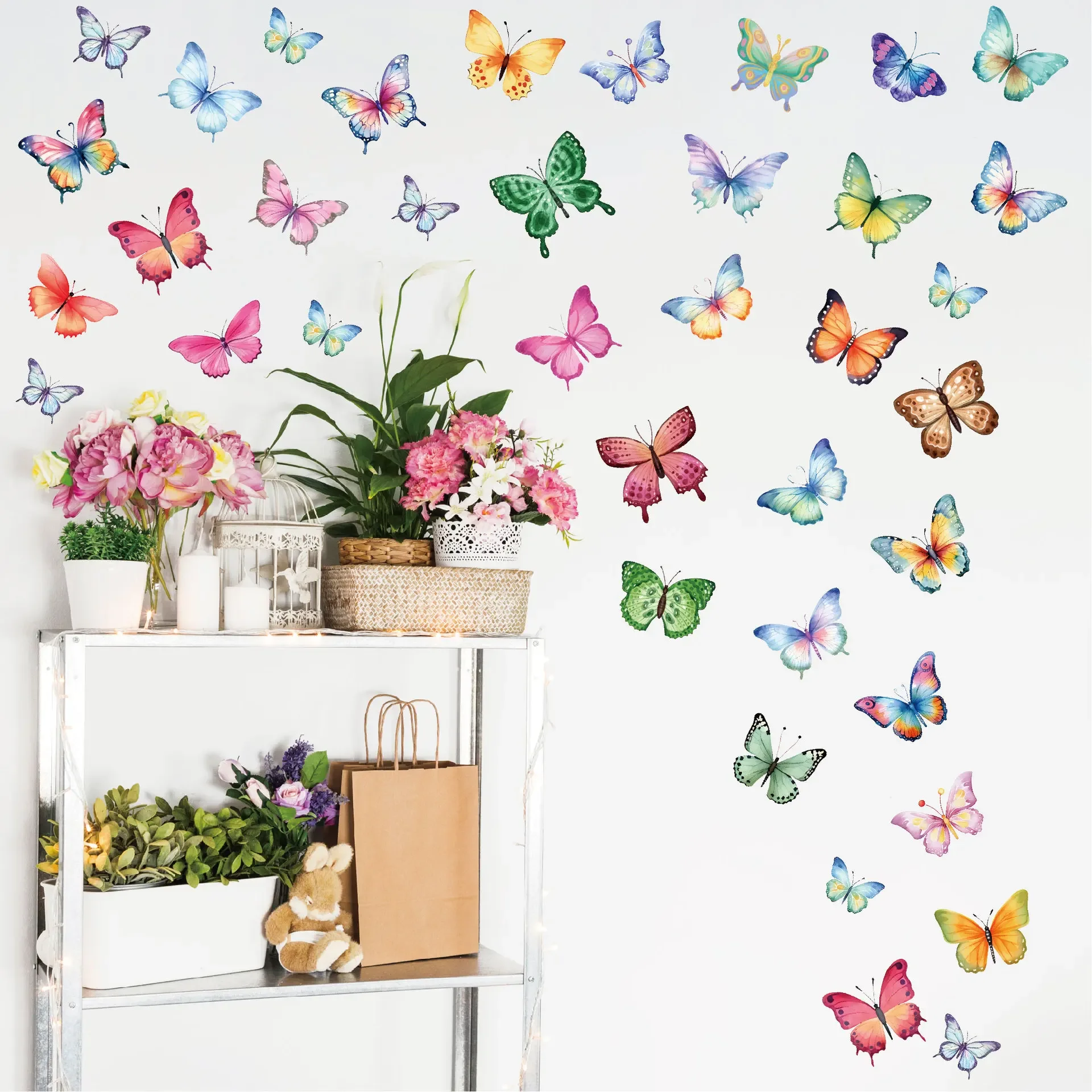 Waterproof Butterfly Decoration Wall Stickers Decorative Butterflies Watercolor Home Decor for Bedrooms Living Rooms Balconies