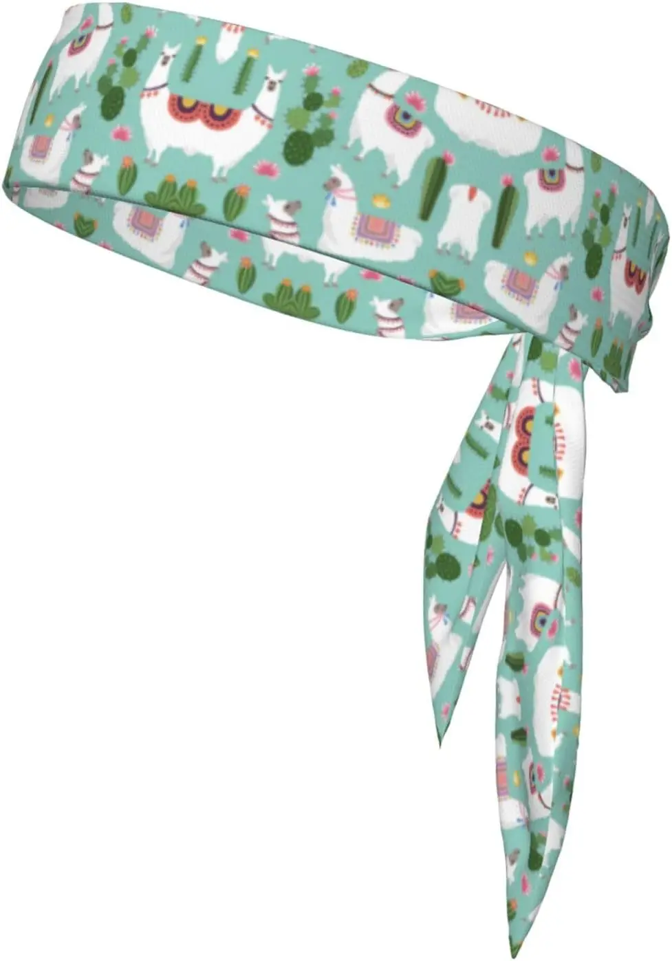 

Tropical Llama Alpaca Cactus Flower Print Elastic Sports Head Tie Sweat Wicking Headband for Men and Women for Tennis Karate