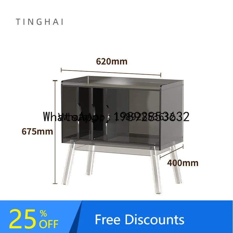

DF Transparent Vinyl Record Player Display Stand for Living Room Bedroom Study Album Storage Side Table