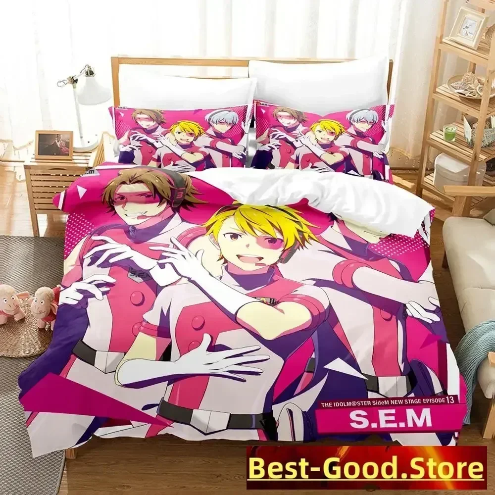 Kawaii THE iDOLM@STER SideM Printed Bed Set Duvet Cover Pillowcase Bedding Set Bed Linen Sheet Quilt Cover Full Queen King Size