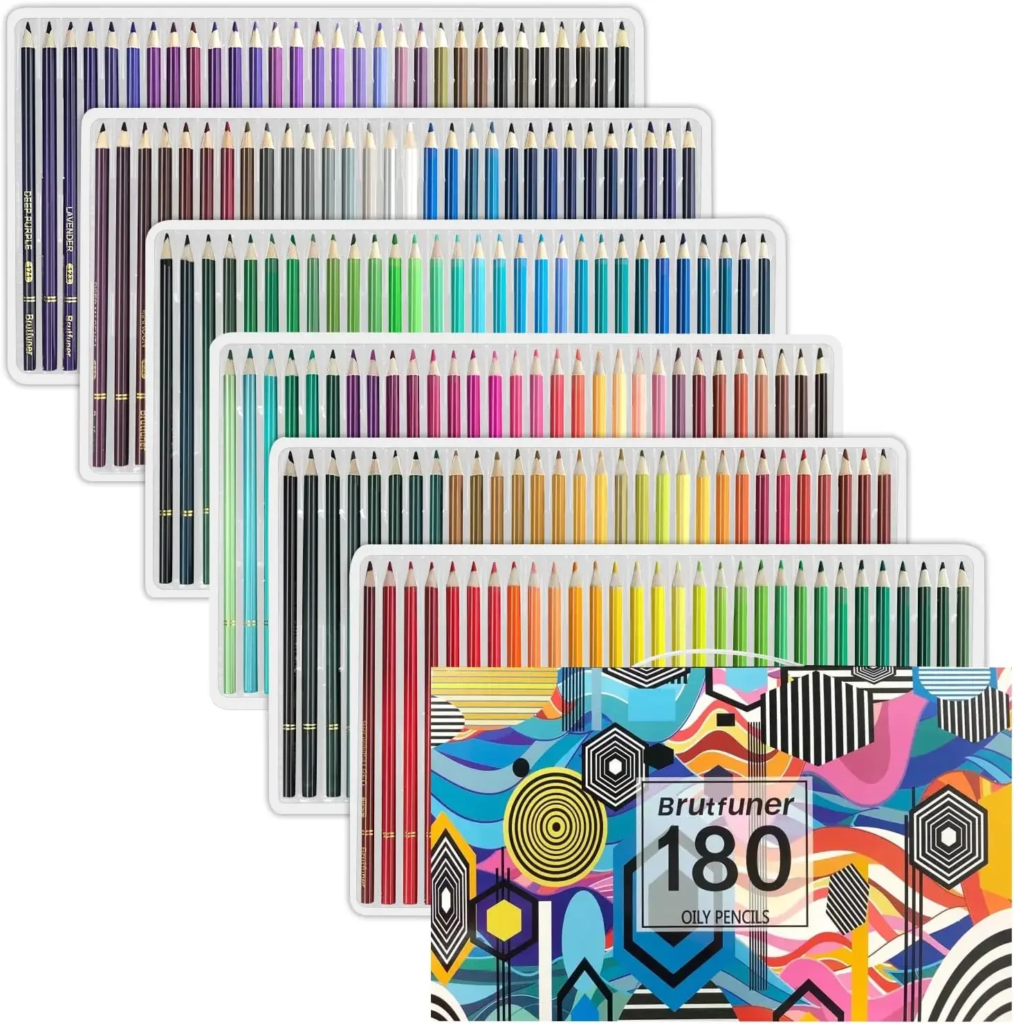 180-Color Artist Colored Pencils Set for Adult Coloring Books, Soft Core, Professional Numbered Art Drawing Pencils