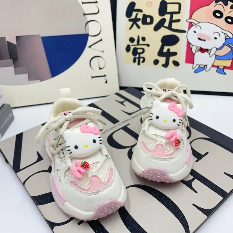

Весенне-осенние милые детские кроссовки Hello Kitty в стиле аниме Kawaii Sanrio, милые кроссовки для бега My Melody, подарки для девочек