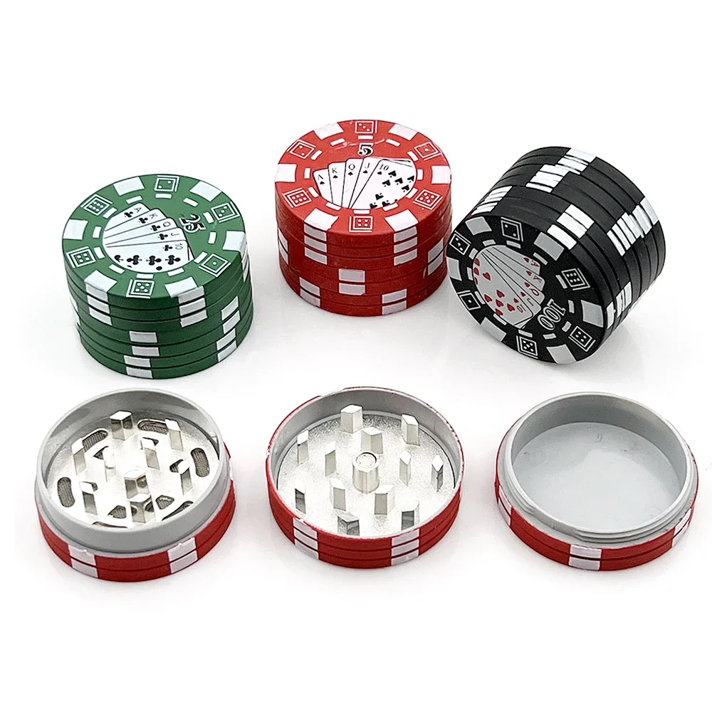 Poker Tobacco Grinder Chip 3 Parts Style Spice Cutter 40mm Herb Cutter Smoking Accessories Gadget Tools