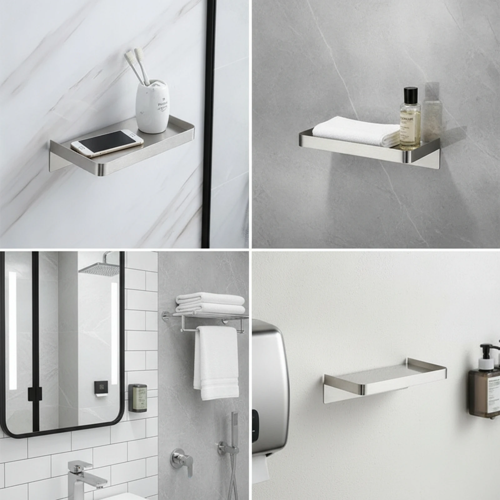 Bathroom Wall Shelf Moisture Proof No-Drill Wall Shelf Shelves Compact Hardware Easy to Install for Renters, Shower, Rv view 5