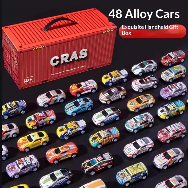 

New 48pcs In Stock Alloy Car Model Toy Car Boy Racing Upgrade Drawer Edition Set Gift Box Birthday Gift Car Model Ornament