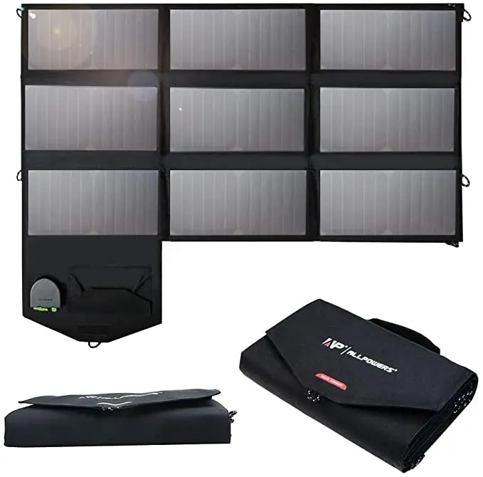 

Portable Solar Panel 60W (Dual 5v USB+18v DC Output) Monocrystalline Solar Charger Foldable Solar Panel for Laptop