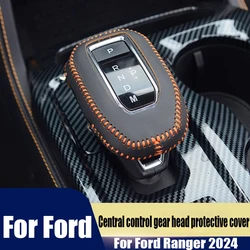 Leather material central control gear head protective cover automotive interior decoration accessories For Ford Ranger 2024