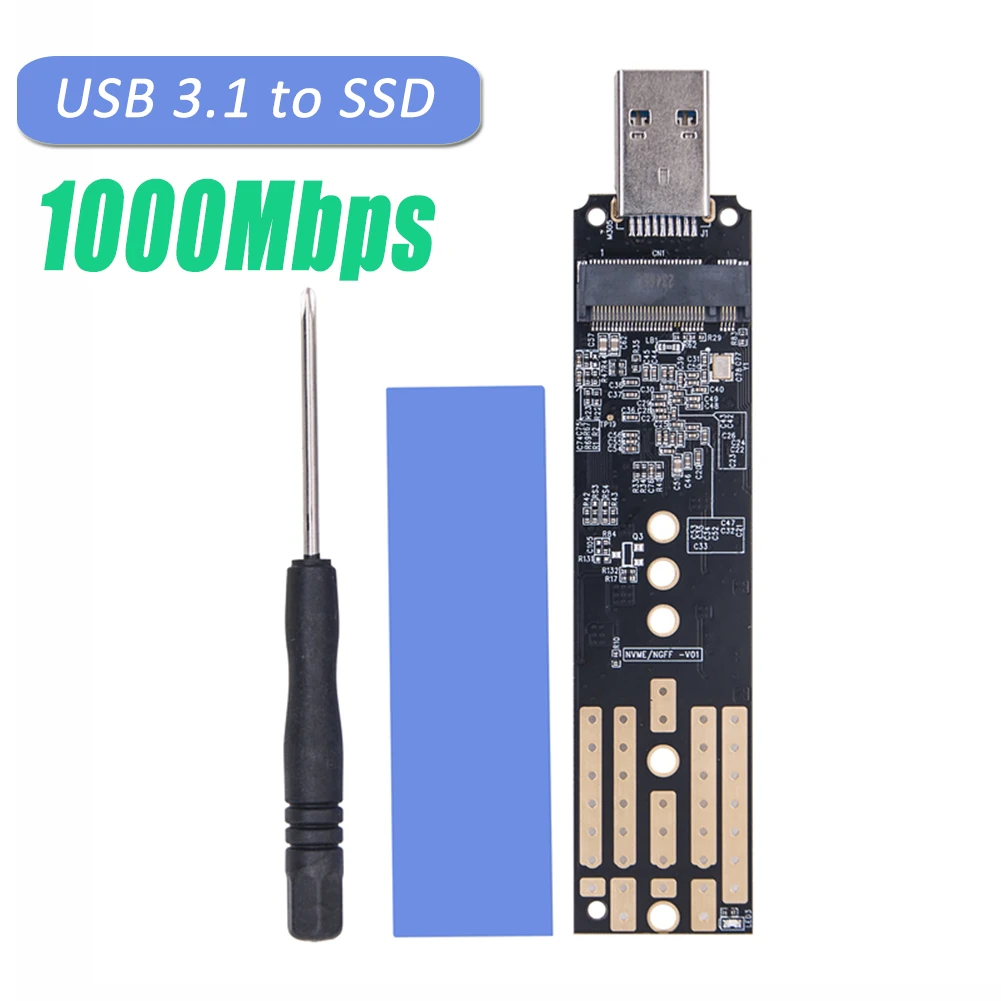 M.2 NVME SSD to USB 3.1 Adapter Card NVME NGFF SATA to USB Internal Converter Card 1000Mbps Dual Protocol For 2280 2230 2242