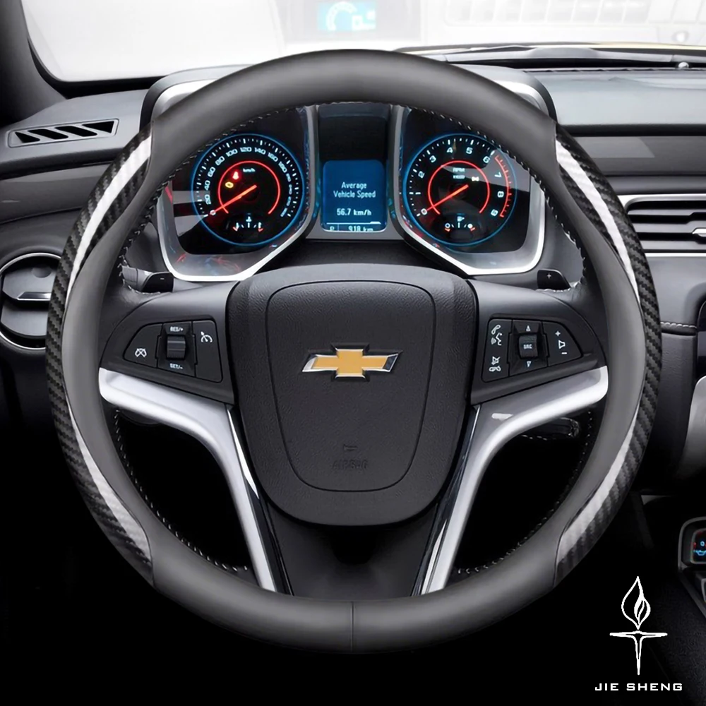 Carbon Fiber Leather Car Steering Wheel Cover For Chevrolet Cruze Colorado Silverado Malibu Blazer Trax Suburban Onix Equinox