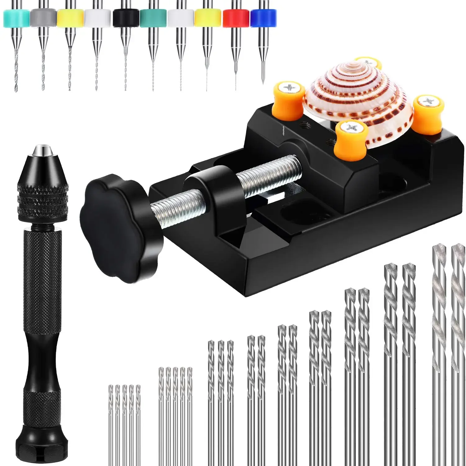 

37Pcs Micro Hand Drill Bits Set Pin Vise PCB Mini Drill Twist Drill Punching Rotary Tool For Jewelry Wood Craft DIY Sculpture