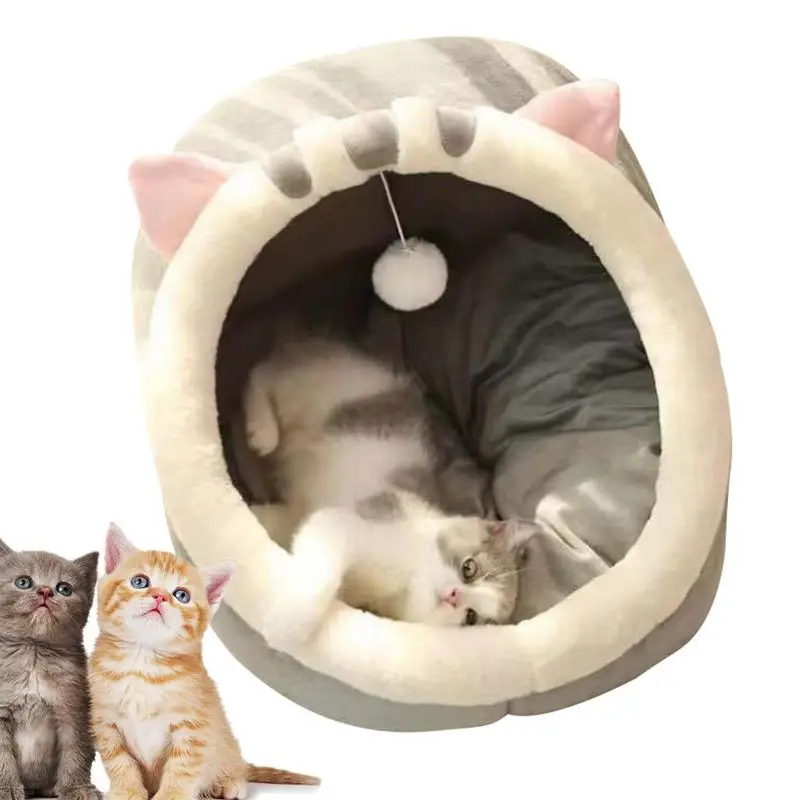 

Cat House Cute Beds for Indoor Cats Small pets House Products Pets Tent with Toy and Cotton Pad Semi-Enclosed Pet Tent for cats