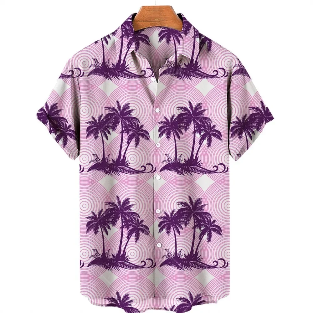 

Men's Summer Vacation Travel Attire Hawaiian Coconut Tree 3D Printed Shirt for Summer Loose Casual Short Sleeved Shirt