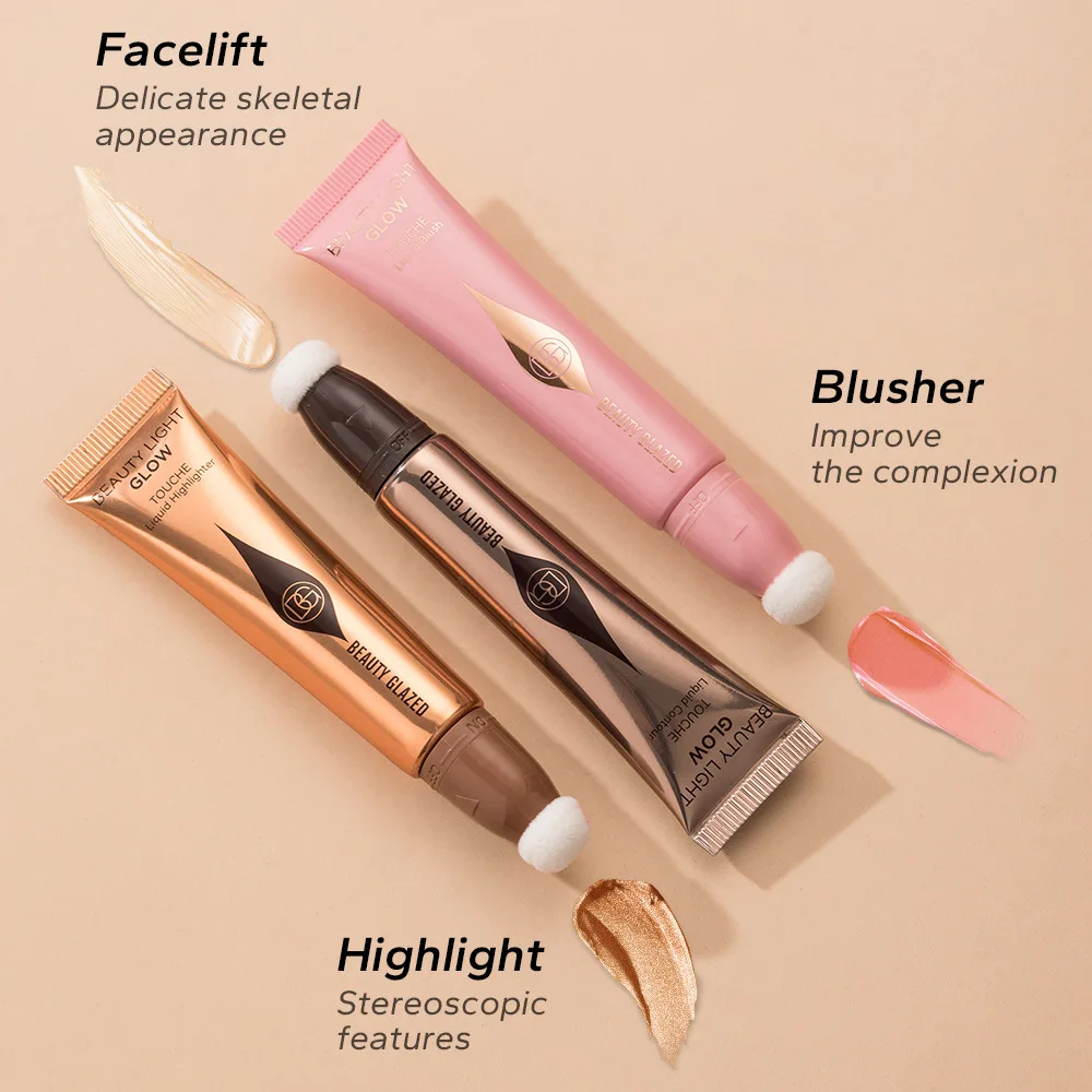 Colorete resaltado contorno pluma perla brillo fino mate brillo Natural Maquillaje facial