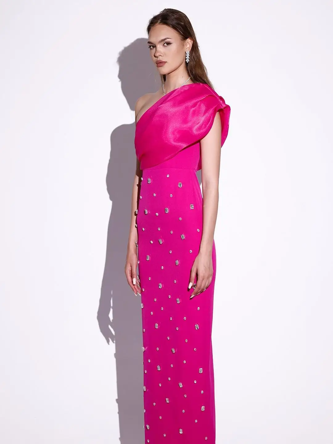 

Ele Diamond Embellied Wrap Dr High-End Women's Faion New Arrival Slim Fit oulder Bared Evening Gown