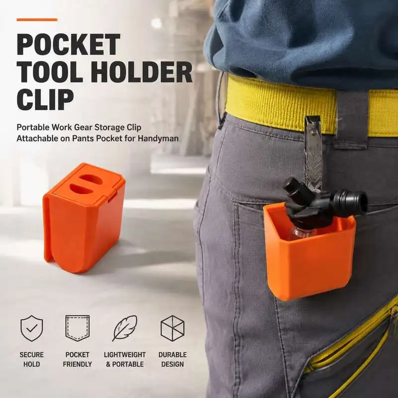 Pocket Tool Holder Clip Portable Work Gear Storage Clip Attachable on Pants Pocket for Handyman