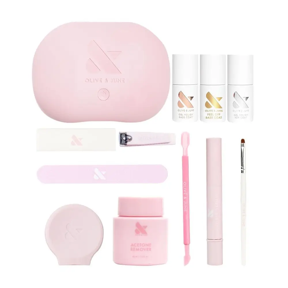 

At-Home Gel Manicure Kit: Tools, Peel-Off Base & Top Coats, LED Lamp, Cuticle Care, 15-Free, Vegan & Cruelty-Free