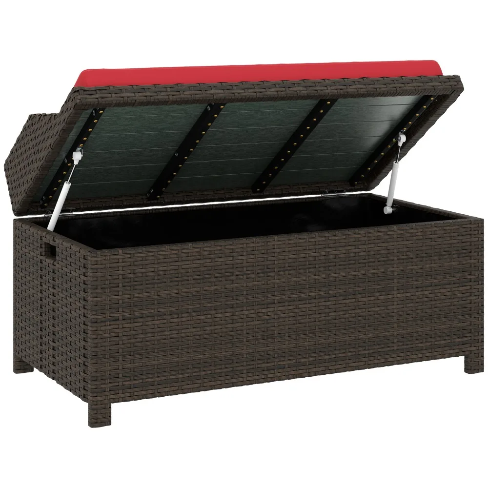 

Aluminum Frame PE Rattan Outdoor Furniture Storage Bench