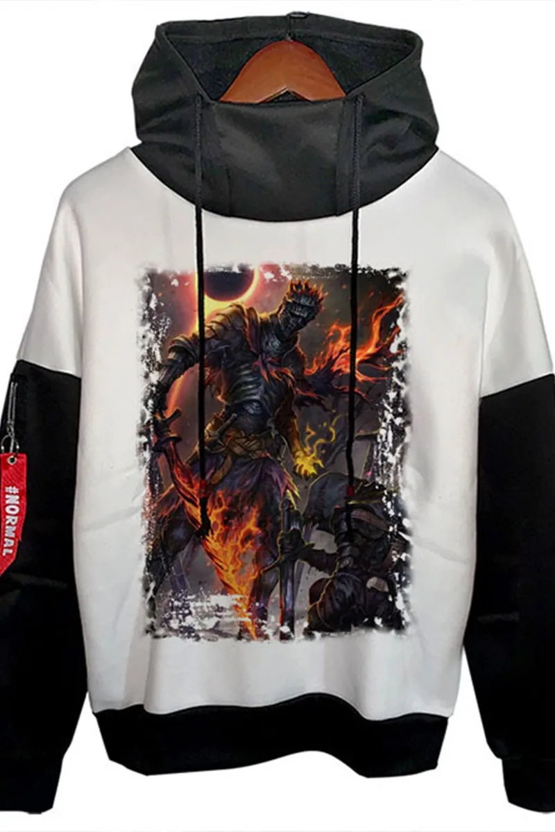 

Dark Souls Trendy Hooded Fleece Sweatshirt Casual Polyester Fiber Unisex Printed Sweatshirt Hip Hop Style Warm Deformation Re...