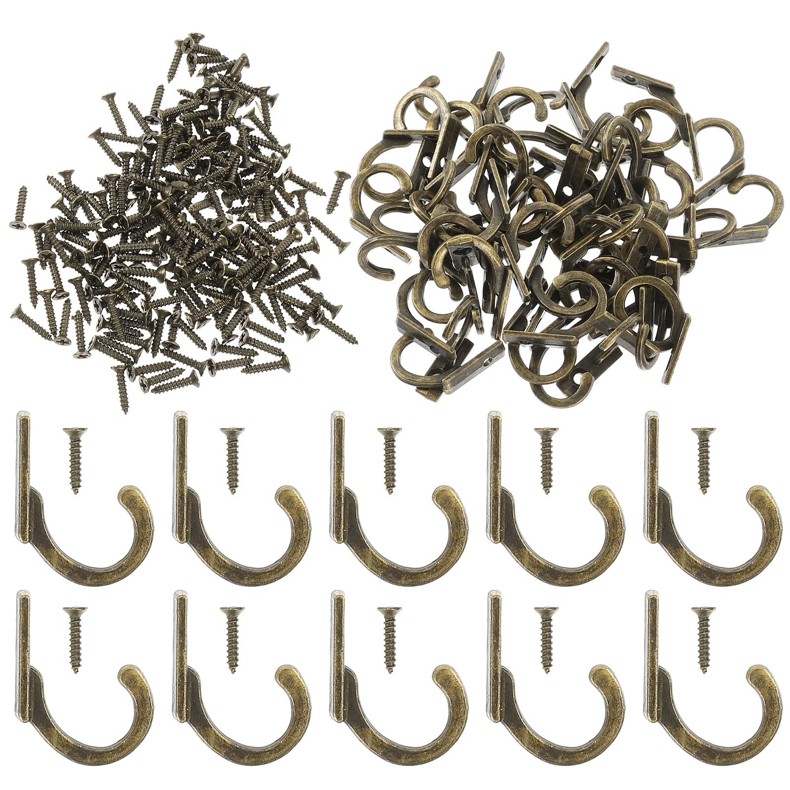 

58pcs Zinc Alloy Wall Hooks Single Coat Key Hooks for Bathroom Bedroom Kitchen Hanging Towels Coats Hats Umbrellas Handbags Keys